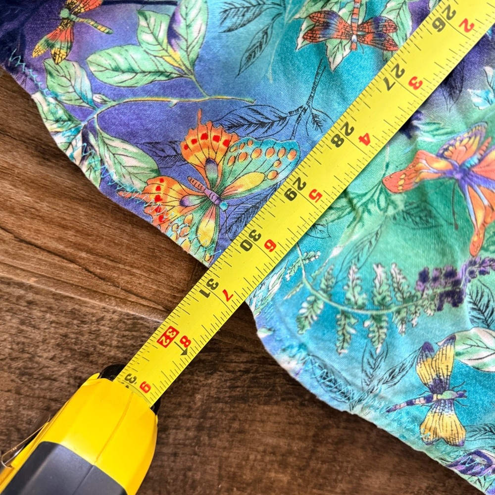 Vintage Whimsy Butterfly Dragonfly Print Drop Waist Sundress, Green Purple,S - Picture 10 of 10